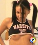 Watch as Lilly strips out of her cheerleader outfit